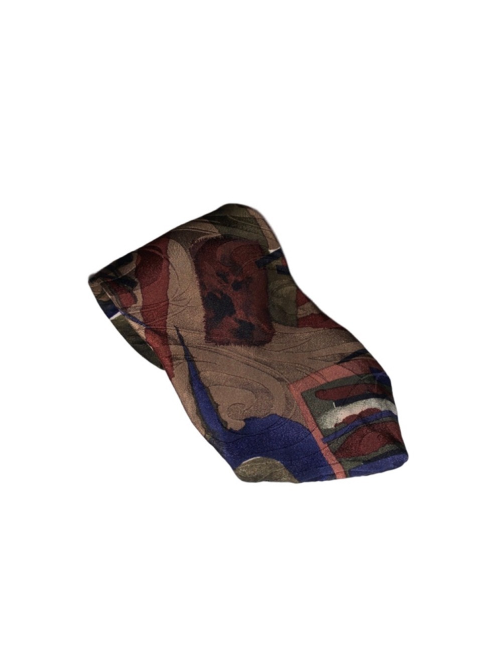 Men's Européennes Collection One Size Brown Blue Abstract Silk Tie
